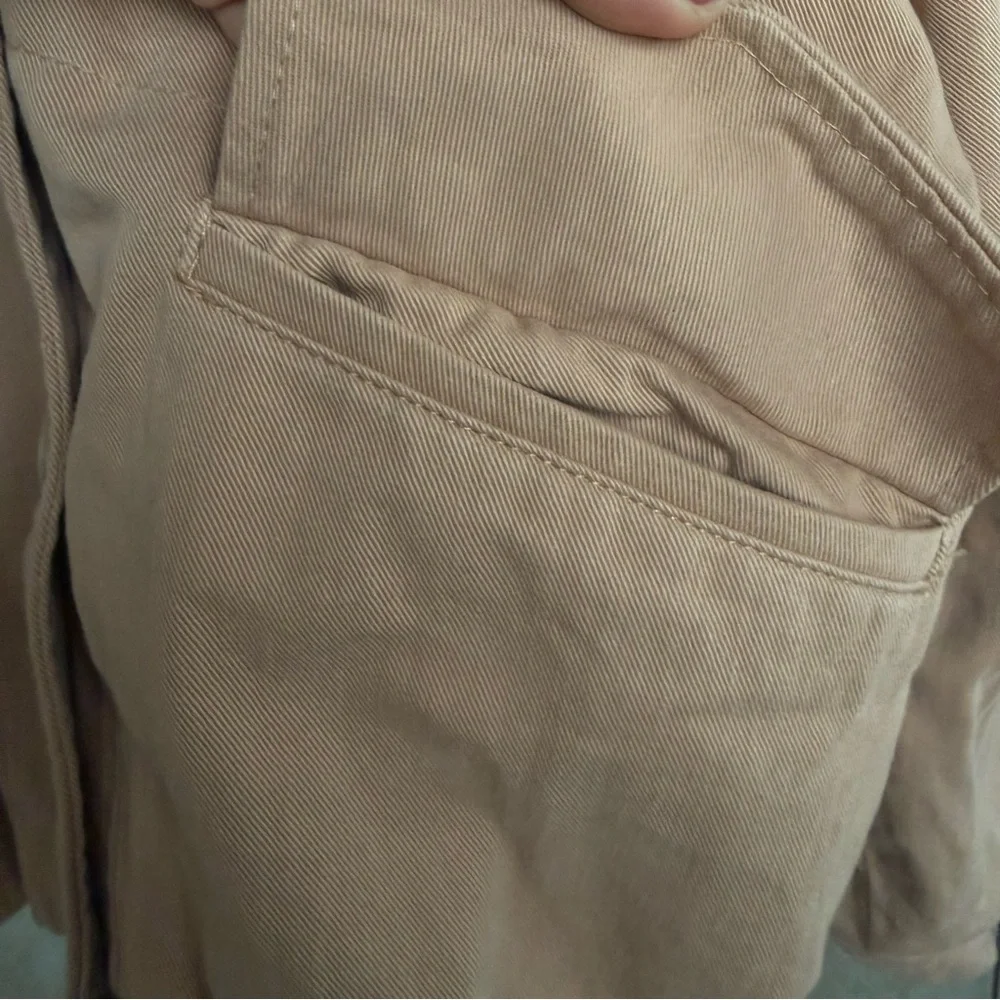Zara Girls Utility Tan Cotton Pocket Jacket 13-14 Elastic Hem Lined